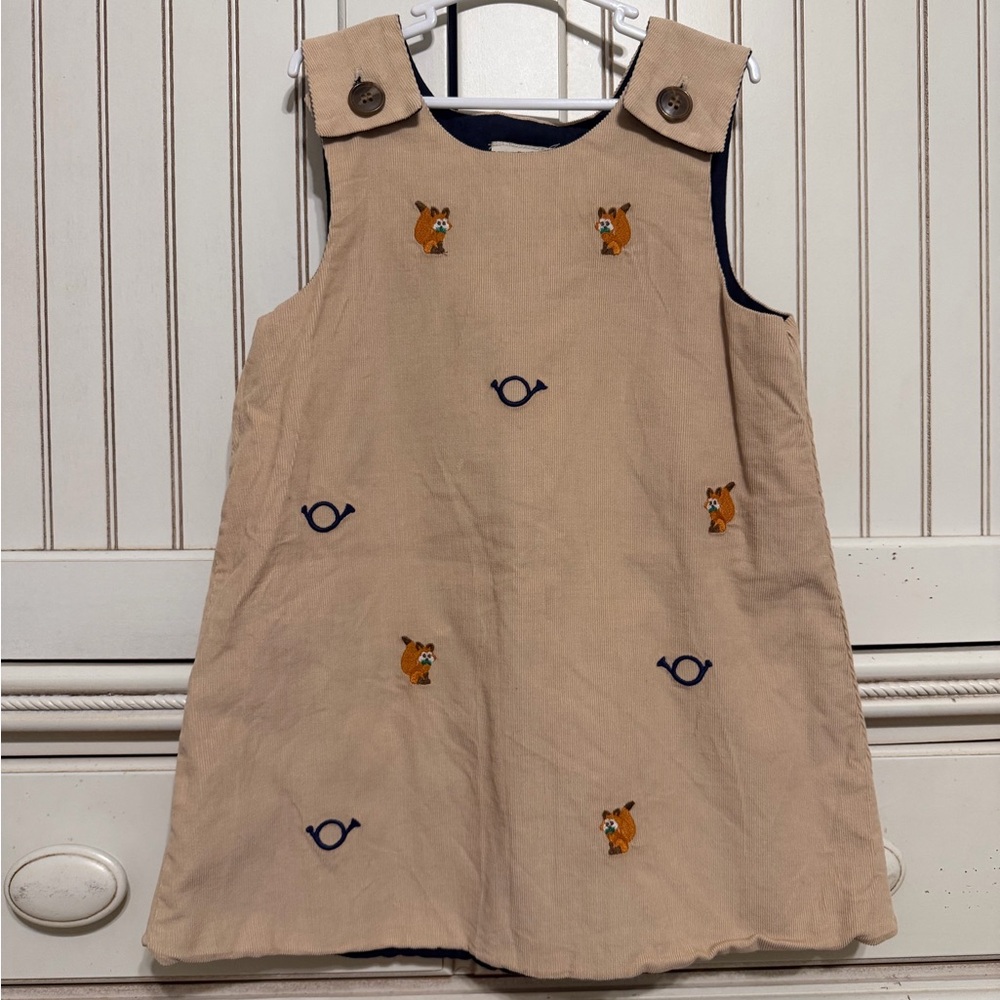 The Beaufort Bonnet Company Beige Dress with Fox Embroidery